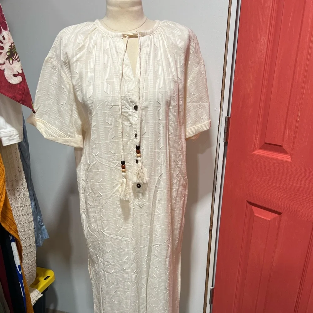 Zara Cream Buttoned Midi Sundress